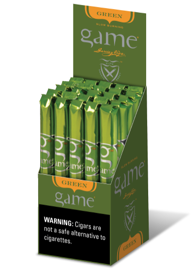 A box of Green flavor Game Palmas.